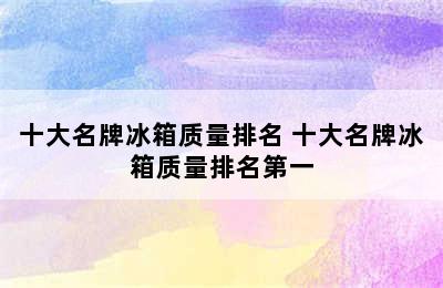 十大名牌冰箱质量排名 十大名牌冰箱质量排名第一